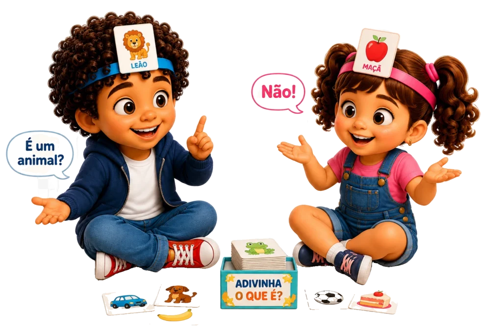Irmãos brincando juntos em uma das missões do livro 50 Atividades para Crianças com TDAH