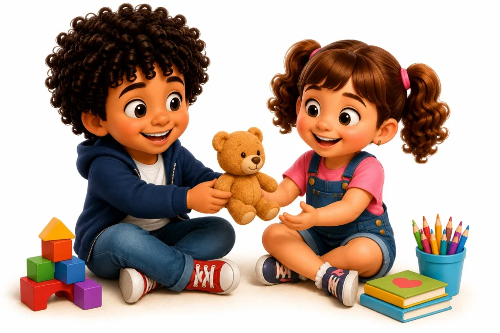 Irmãos em um momento de conexão e brincadeira em família